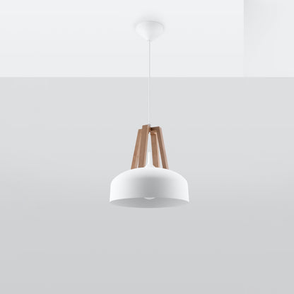 CASCO Pendelleuchte – Weiß / Naturholz