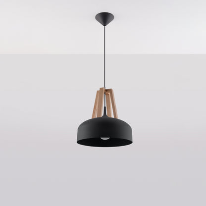 CASCO Pendelleuchte – Schwarz / Naturholz