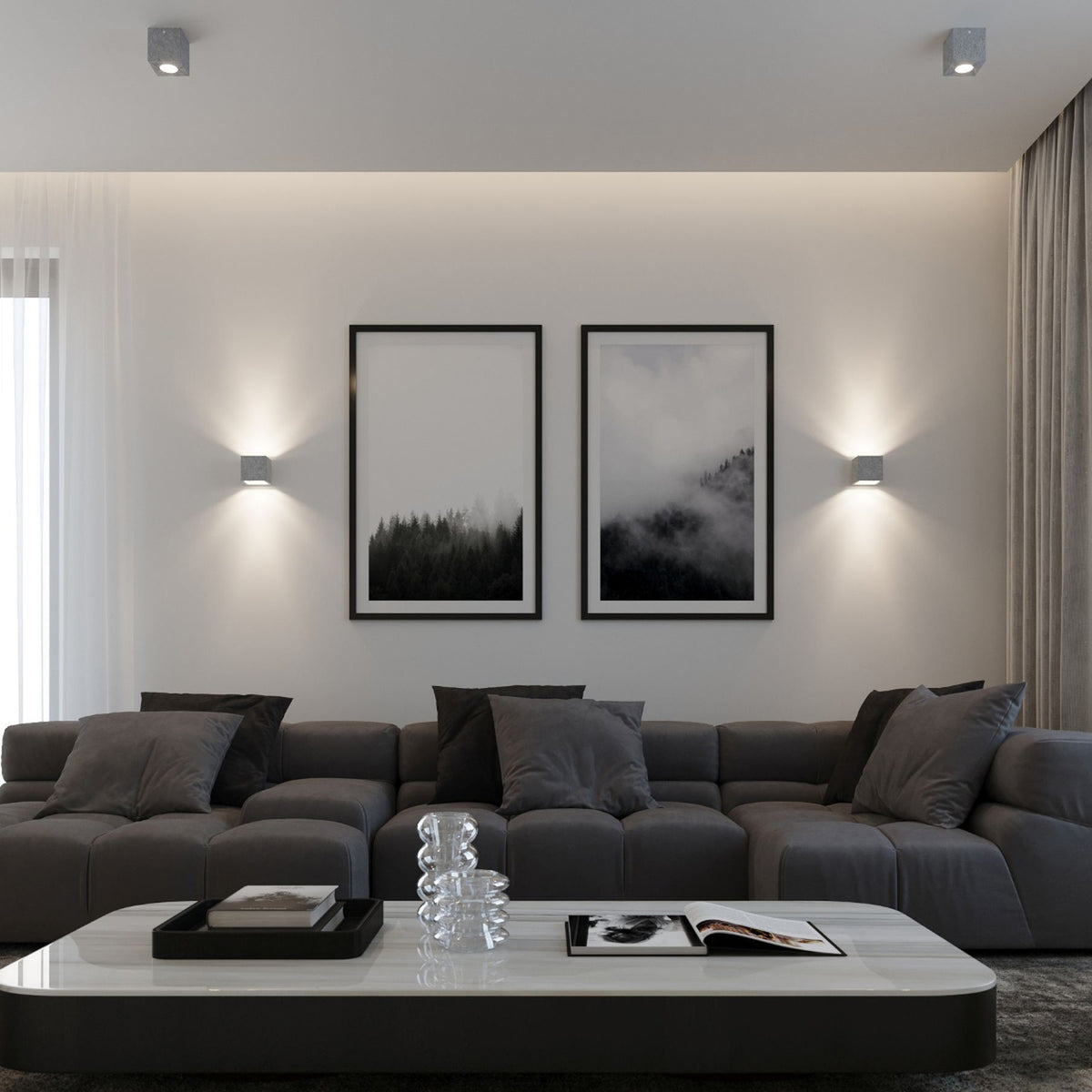 QUAD Beton Wandleuchte – Grau