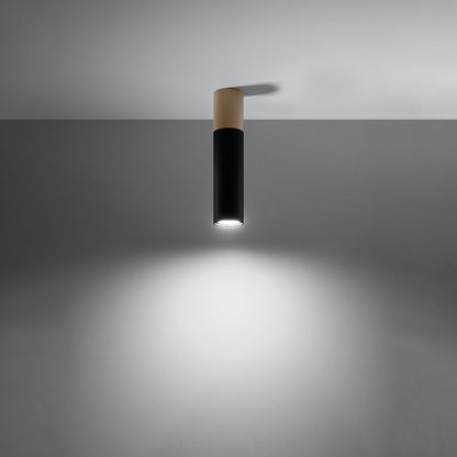 PABLO Deckenleuchte – Schwarz / Naturholz