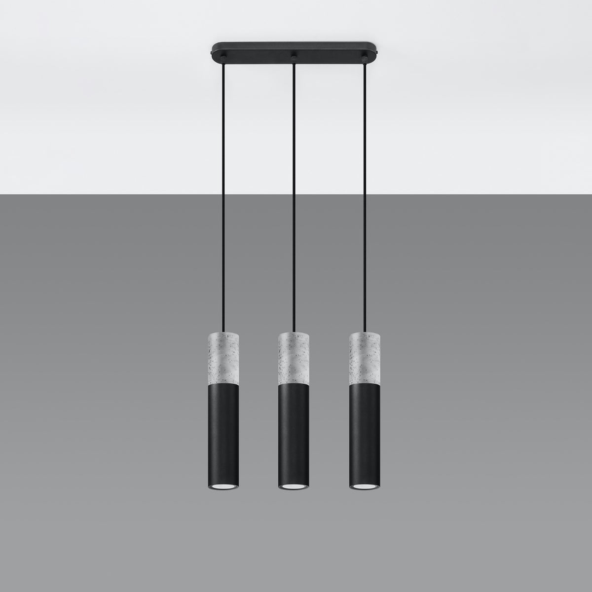 BORGIO 3L Pendelleuchte – Grau / Schwarz