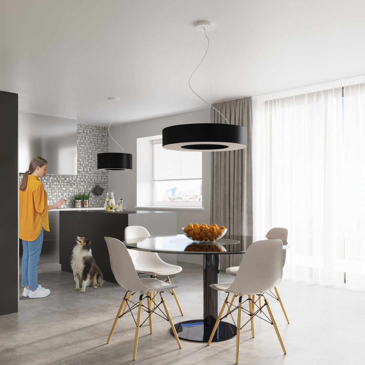 SATURNO SLIM 70 Kronleuchter – Schwarz