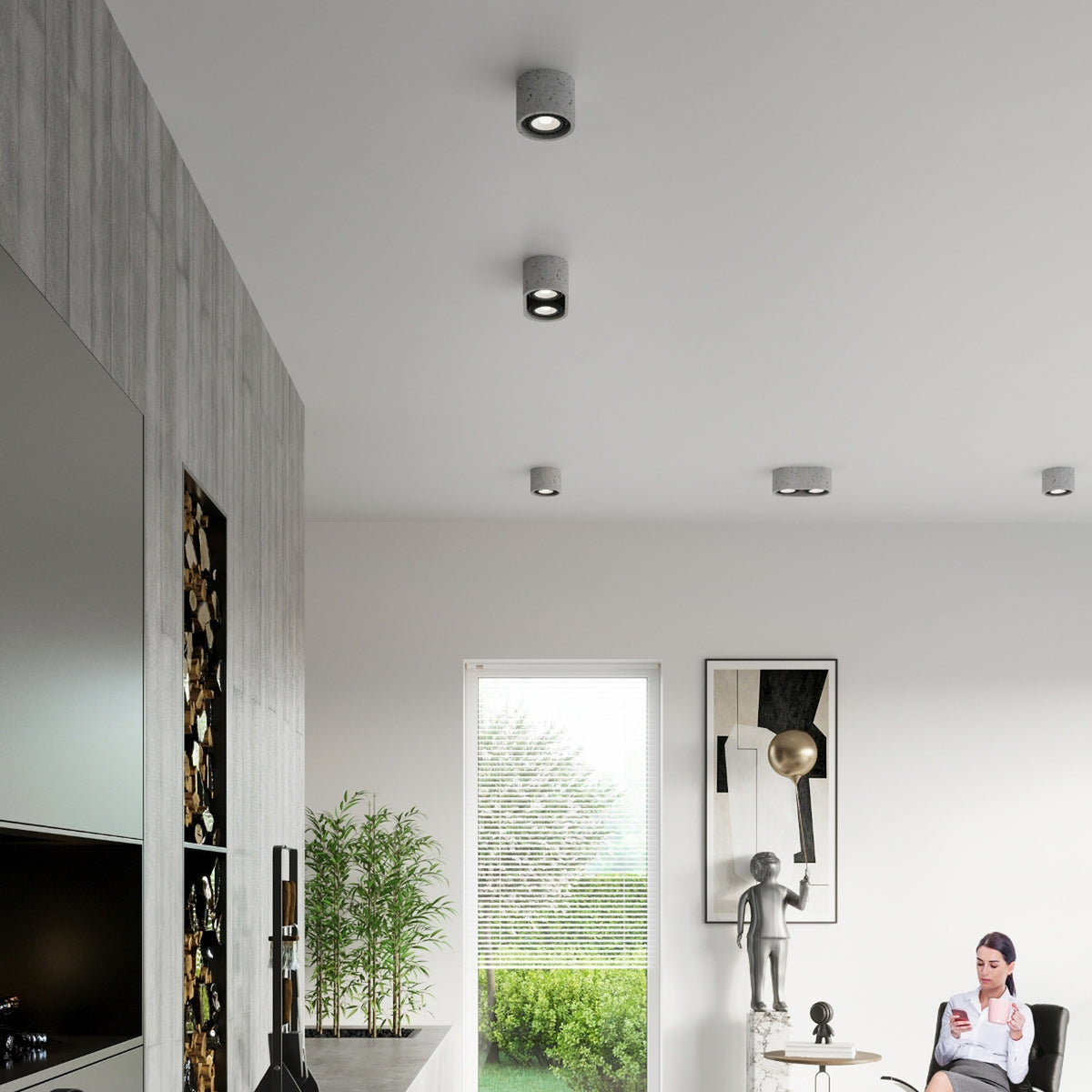 BASIC 2 Beton Deckenleuchte – Grau