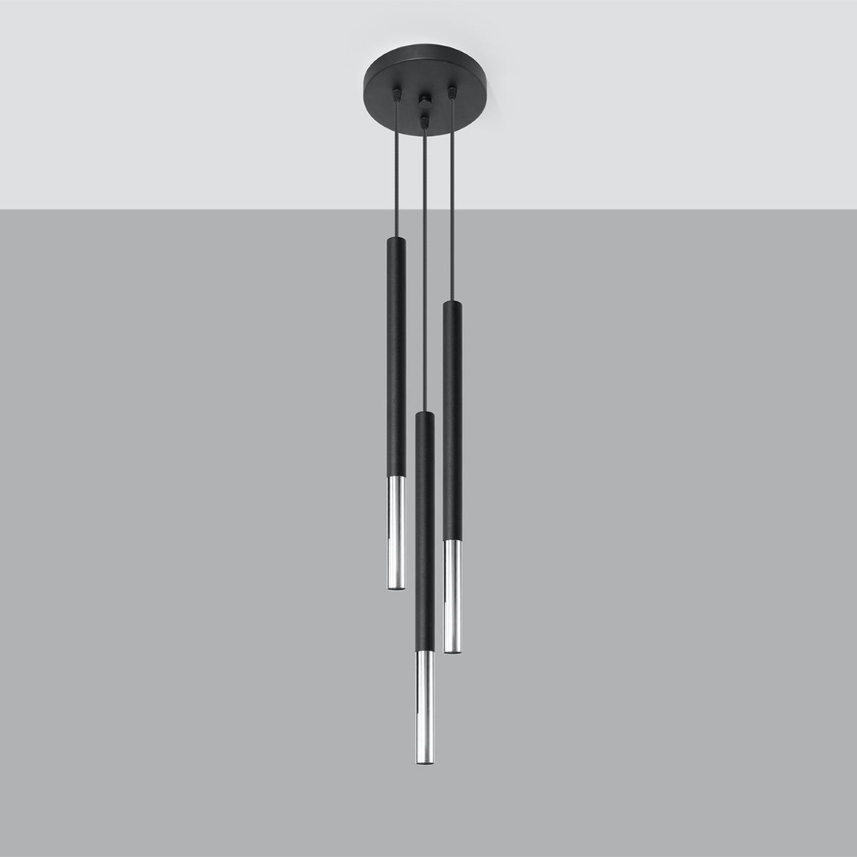 MOZAICA 3P Pendelleuchte – Schwarz / Chrom