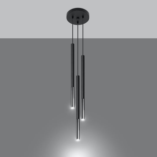 MOZAICA 3P Pendelleuchte – Schwarz / Chrom