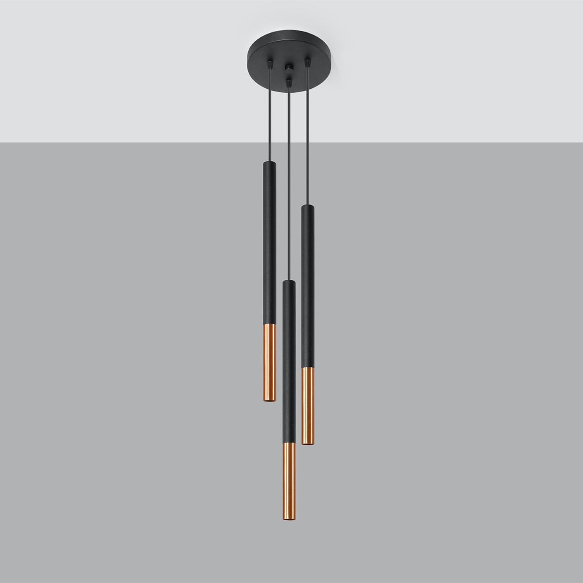 MOZAICA 3P Pendelleuchte – Schwarz / Kupfer