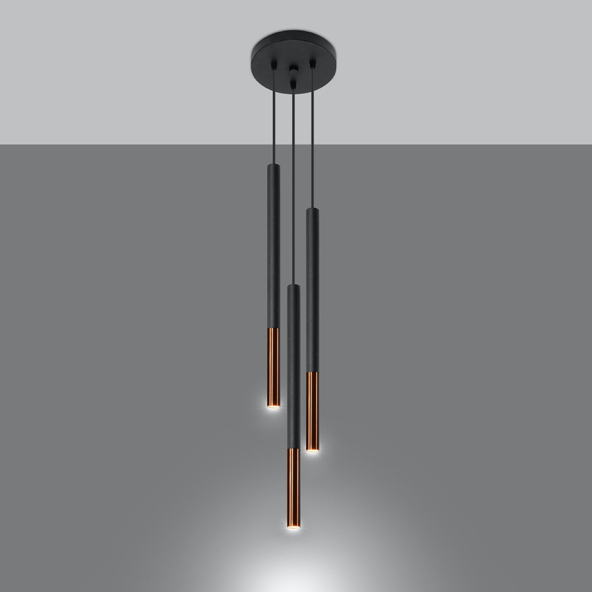 MOZAICA 3P Pendelleuchte – Schwarz / Kupfer