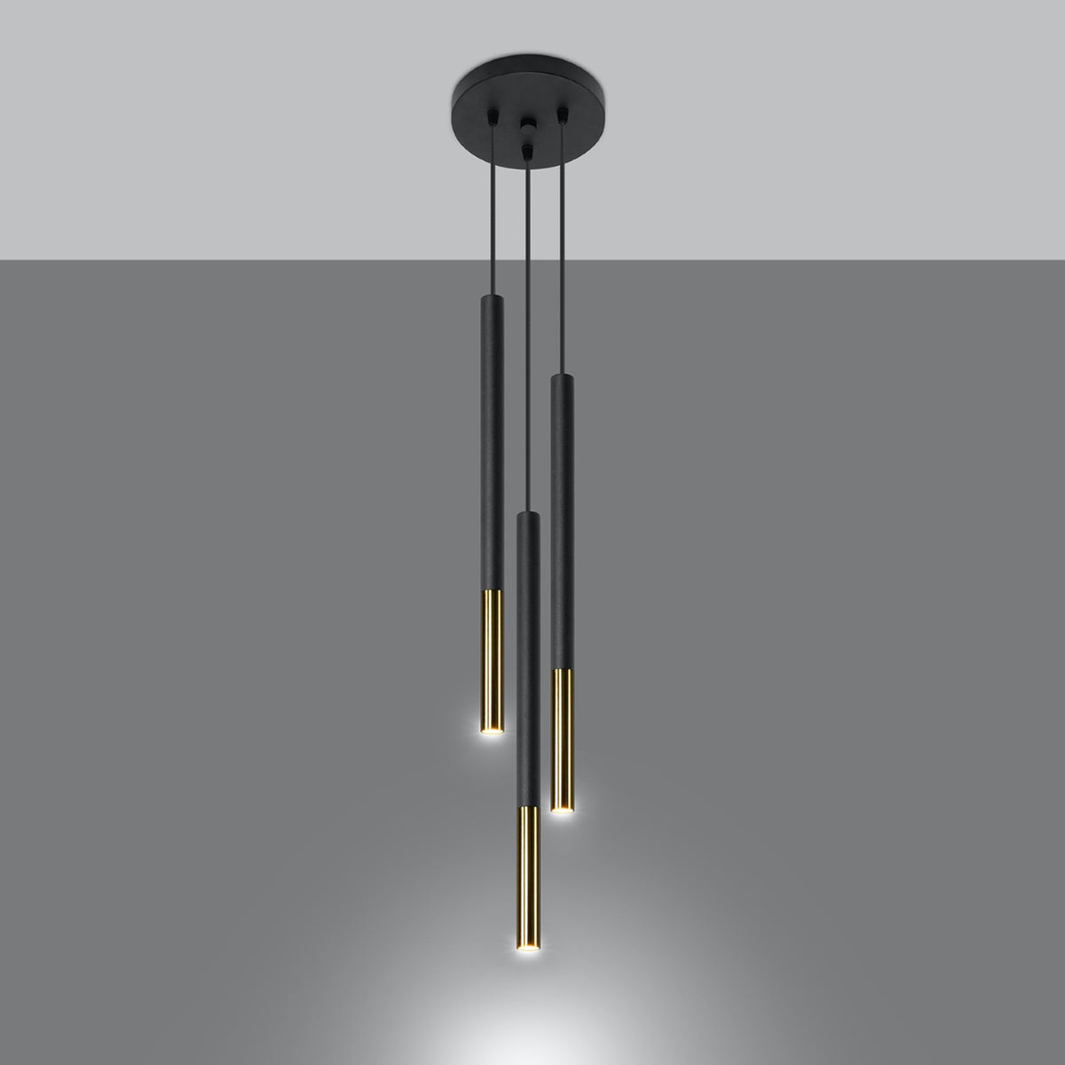 MOZAICA 3P Pendelleuchte – Schwarz / Gold