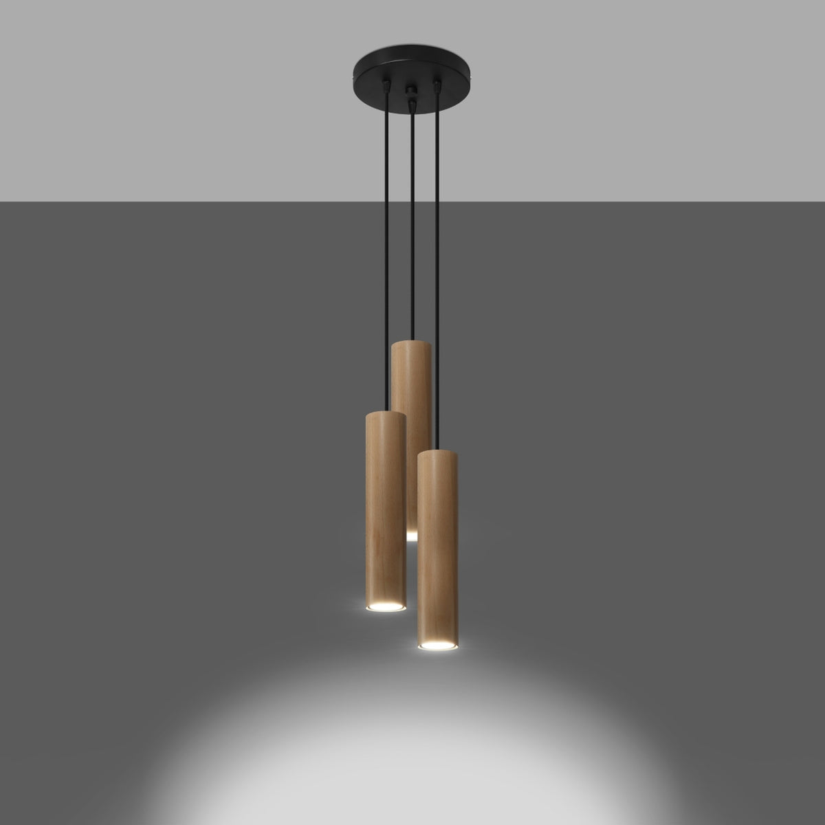 LINO 3P Pendelleuchte – Naturholz