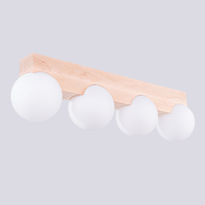 BULBO 4 Deckenleuchte – Weiß / Naturholz