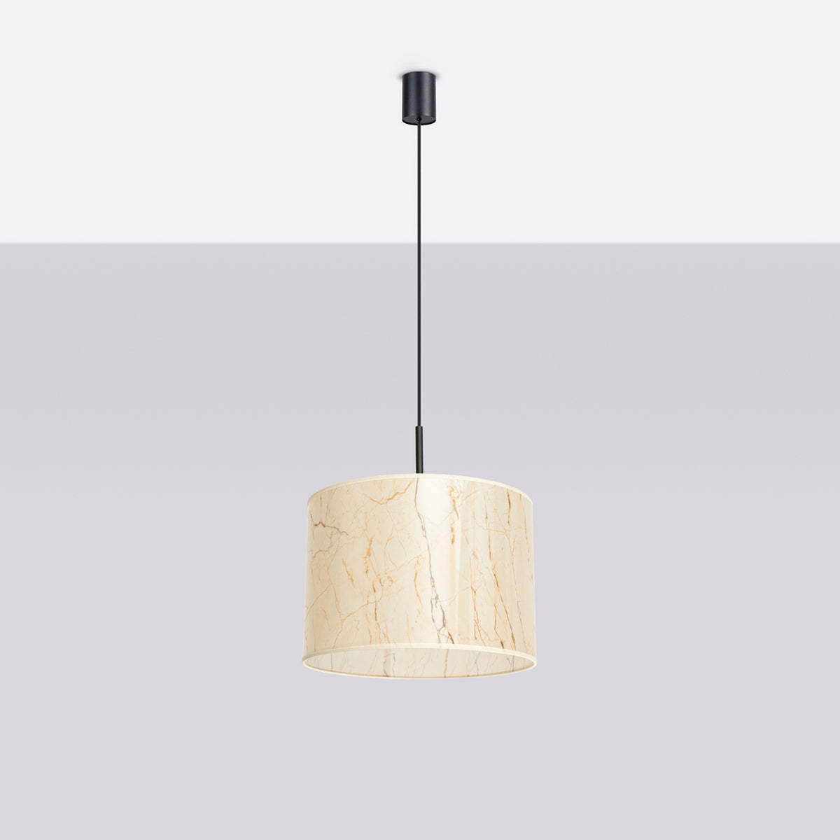 NEVIA Pendelleuchte – Beige Marmor / Schwarz