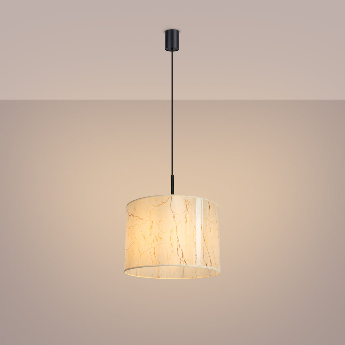 NEVIA Pendelleuchte – Beige Marmor / Schwarz
